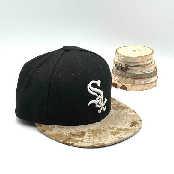 NEW ERA - White Sox Black/Desert Storm Camo Fitted Hat - Picture 1 of 8